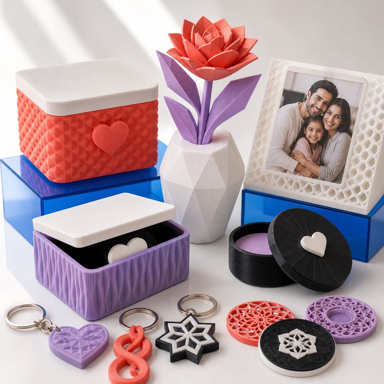 Composição ilustrativa de produtos 3D para Lembrancinhas & Presentes